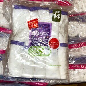 Hanes Girls’ Tagless Bikinis – LOT 81 - 240 pcs – 24 packs (10 ea) – Sz 14 - NEW
